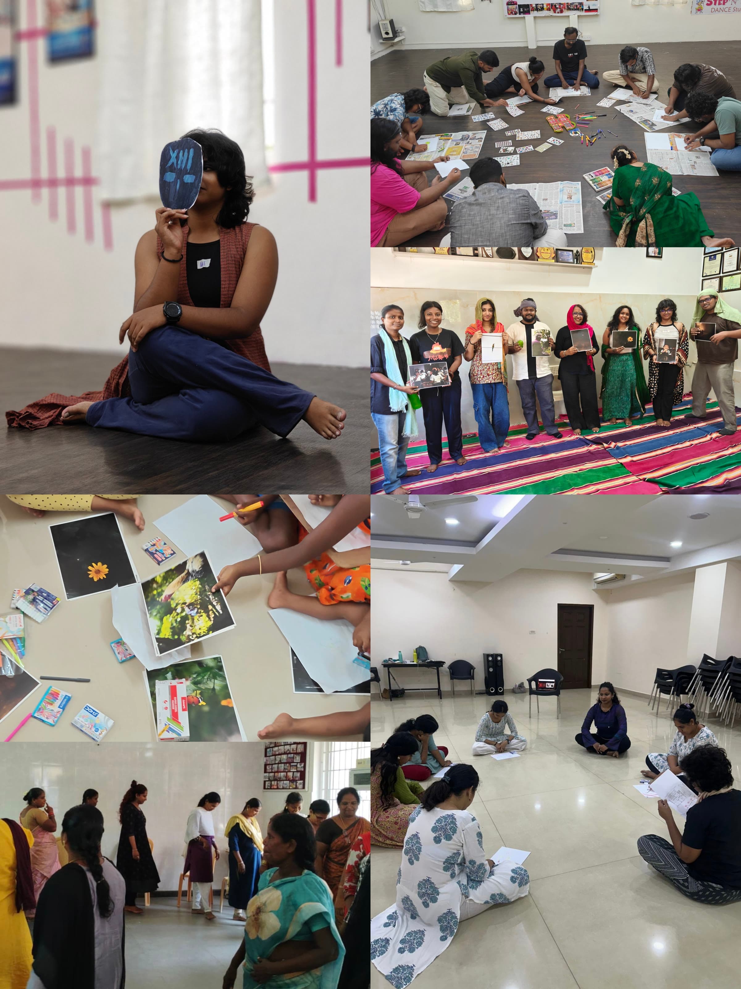 Layered expressive arts materials illustrating process over product